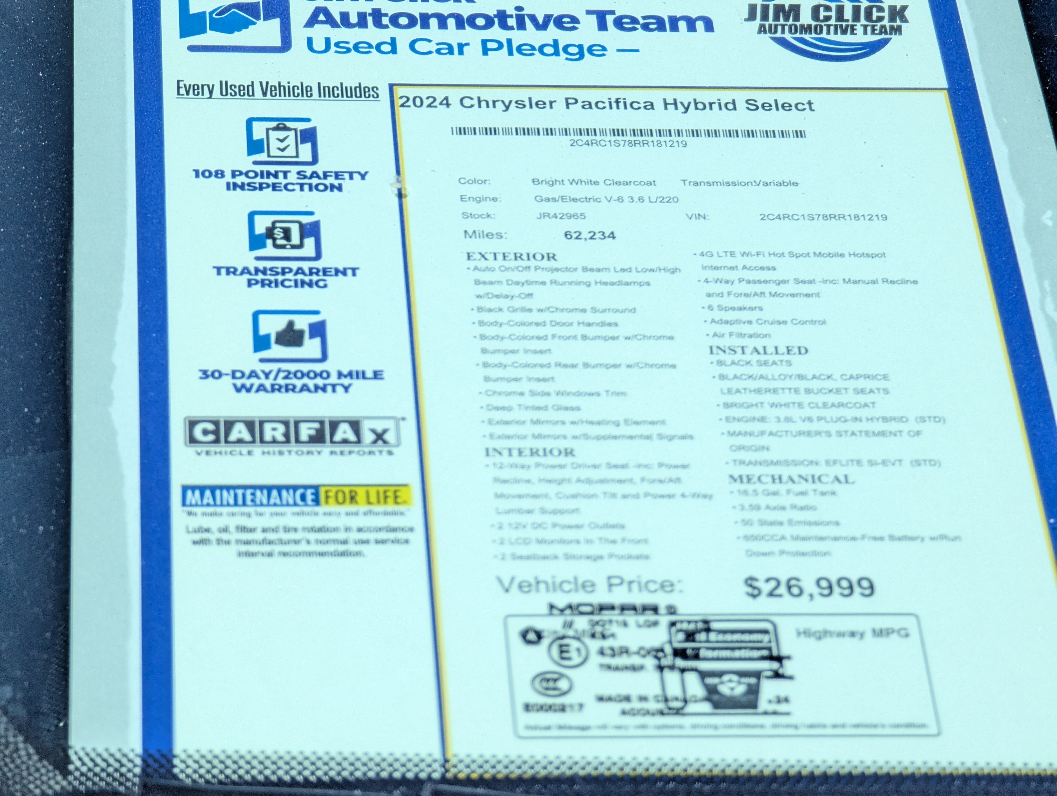 2024 Chrysler Pacifica Hybrid Select