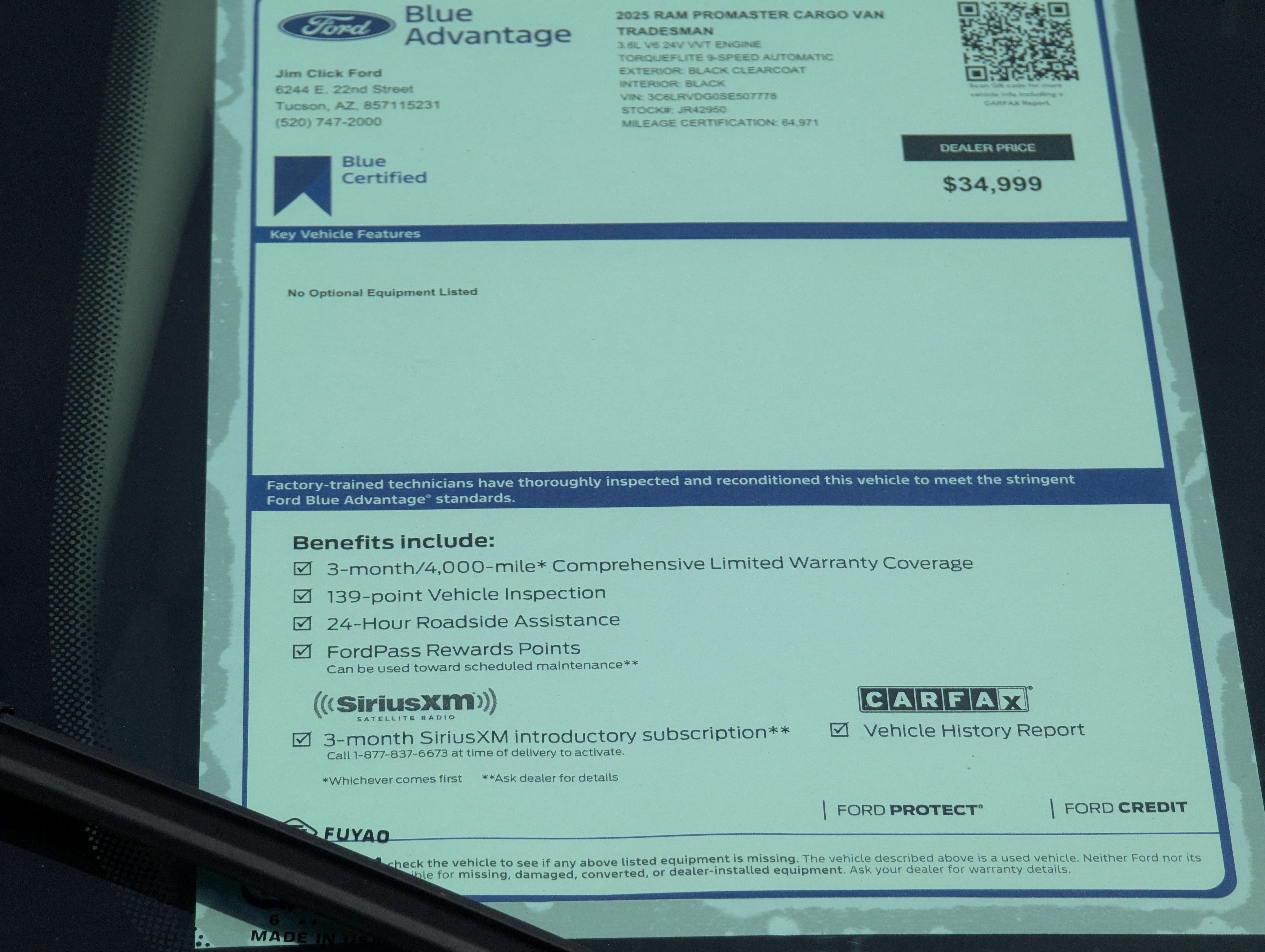 2025 RAM ProMaster Cargo Van Tradesman