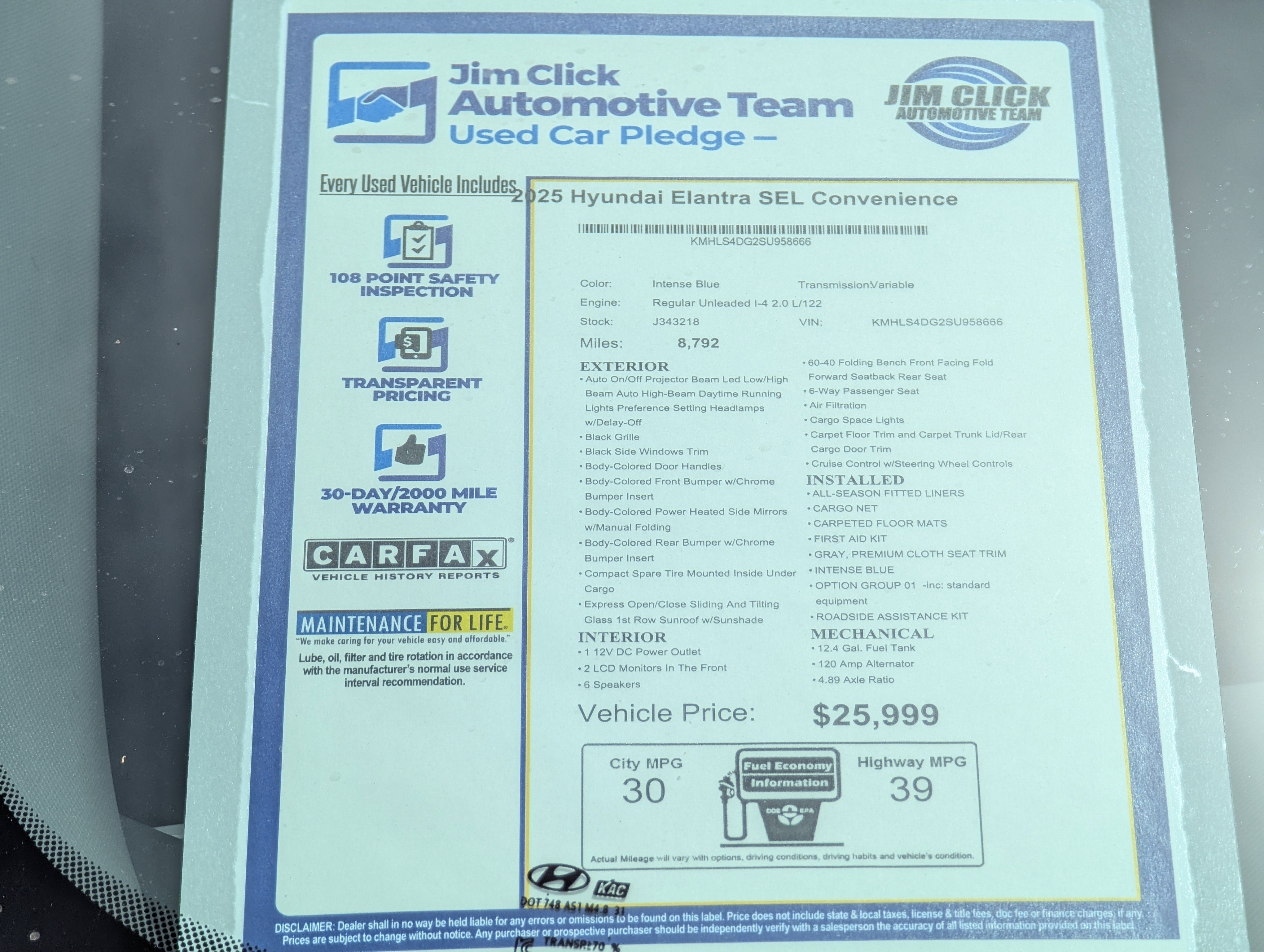 2025 Hyundai Elantra SEL Convenience