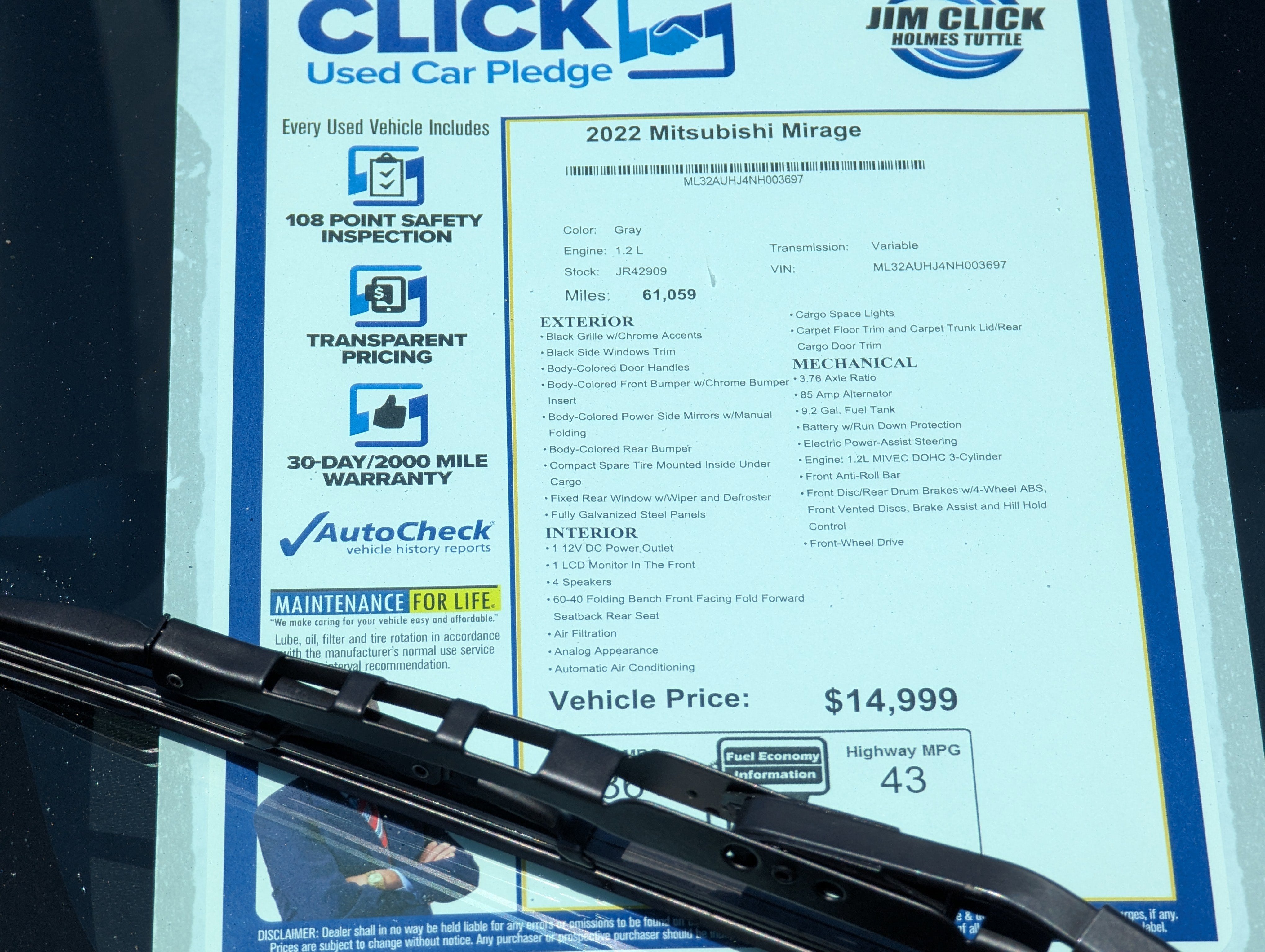 2022 Mitsubishi Mirage Base